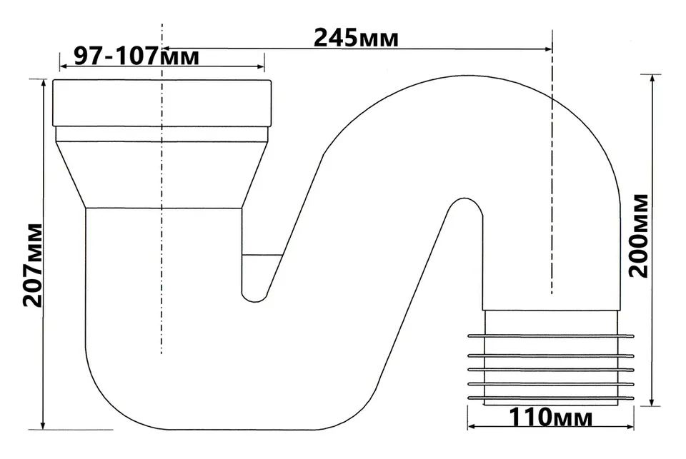 Коліно для унітазу під кутом з ущільненням для турецьких WC HC44 — фото 2