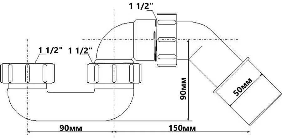 Сифон для піддона без зливу 11/2х40/50 мм HC250F — фото 2