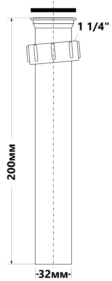Подовжувач до сифона для кухонної мийки 1 1/4х32 200 мм AS7N-20 — фото 2
