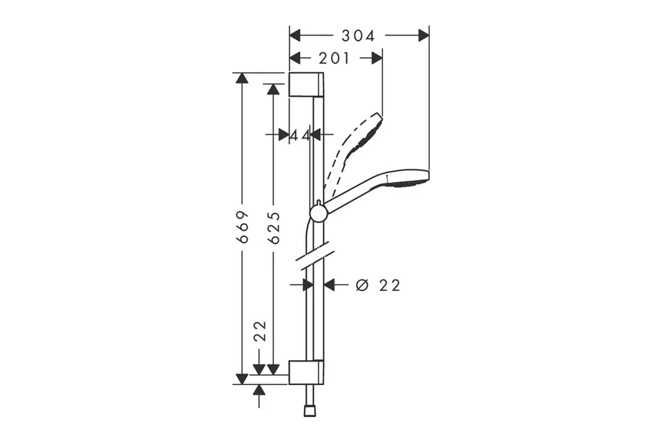 Душовий набір Croma Select E Vario 65 см, White/Chrome (26582400) — фото 2