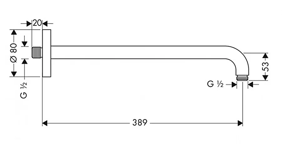 Кронштейн для верхнього душу 389 мм, Chrome (27413000) — фото 2