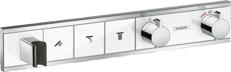 Термостат прихованого монтажу RainSelect на 3 клавіші, скло, White/Chrome (15356400)