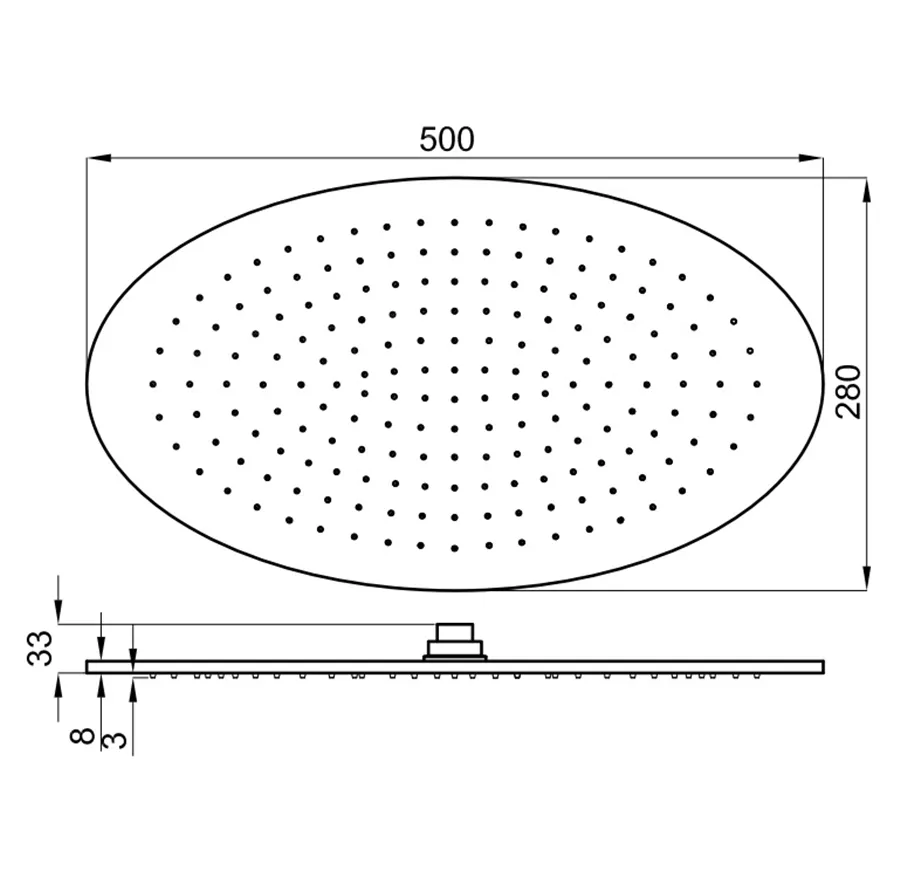NEPTUNE SLIM Верхній душ Oval 50x28 см, без кульового з'єднання, хром (100098844) — фото 2