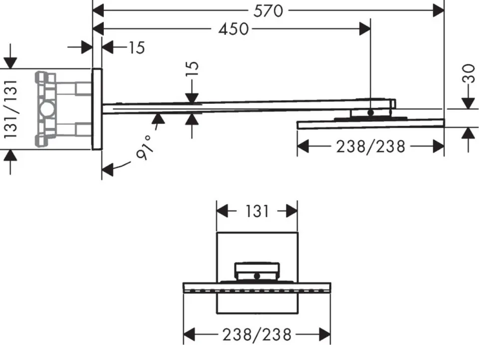 Верхній душ Axor 250х250 2jet P з тримачем, хром 35310000 — фото 4