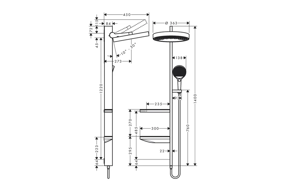 Душова система Rainfinity Showerpipe 360 1jet без змішувача, Matt White (26842700) — фото 6