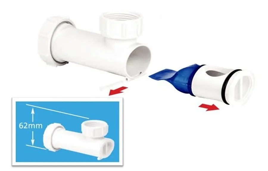 Сифон для умивальника з самозакриваючим клапаном 1 1/4'' h62мм WHB1-32