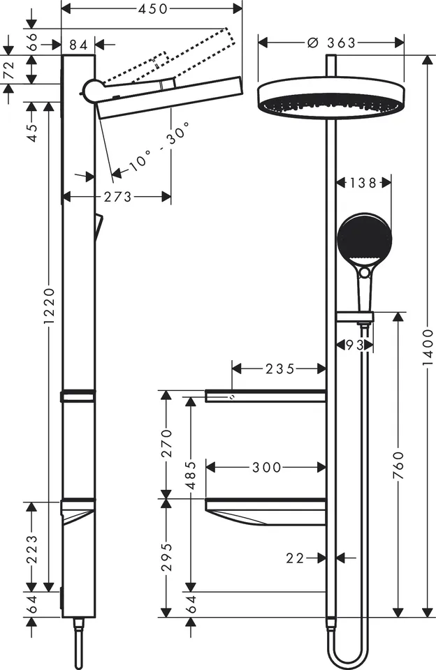 Душова система Rainfinity Showerpipe 360 1jet без змішувача, Chrome (26842000) — фото 2