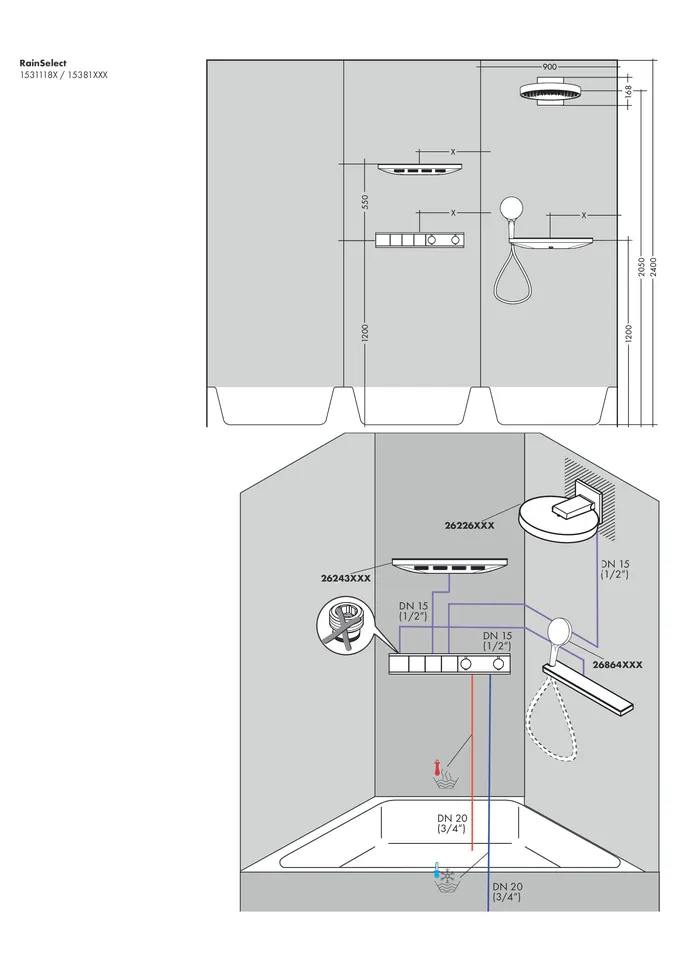 Термостат прихованого монтажу RainSelect на 3 клавіші, Chrome (15381000) — фото 3