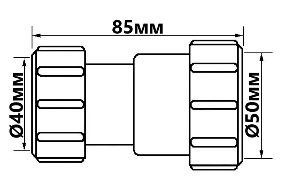 Муфта пластикова редукційна d40xd50/85, 4050H-WH — фото 2