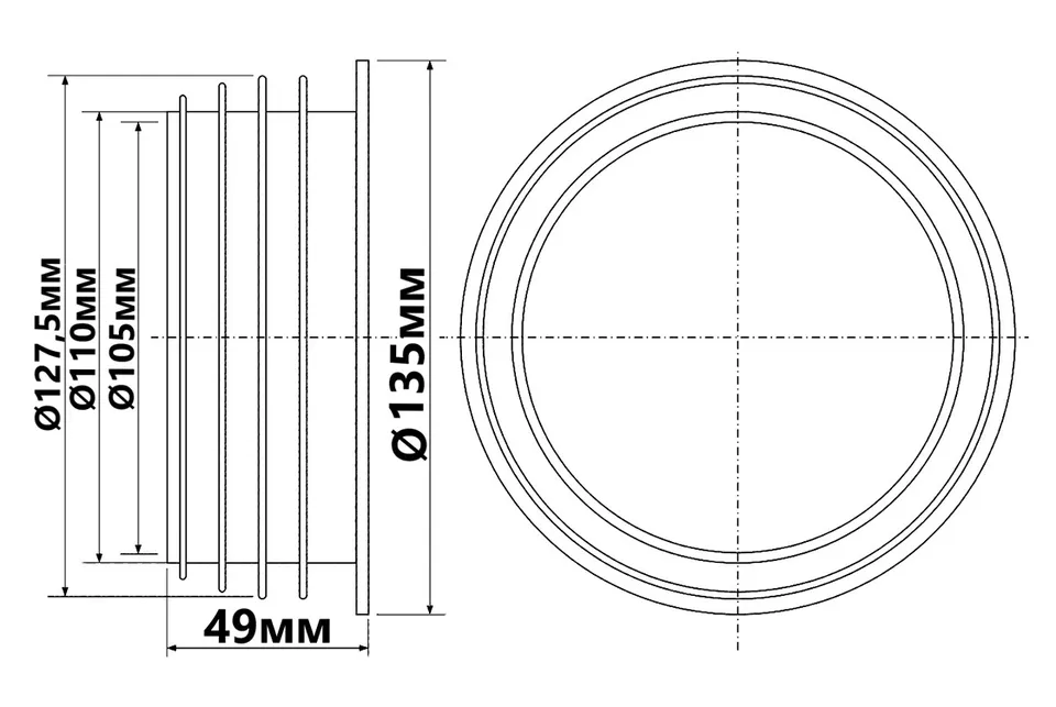 Редукція каналізаційна гумова 127x110мм чорна P-R-VP127 — фото 2