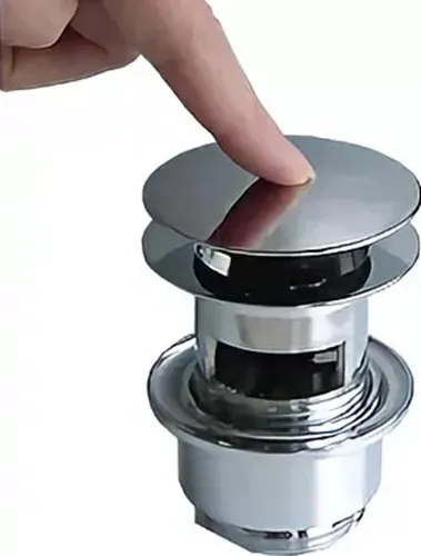 Донний клапан для умивальників з переливом push-open, Chrome (50100000) — фото 2