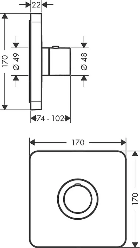 Термостат Axor ShowerSelect Highflow прихованого монтажу, хром 36711000 — фото 2