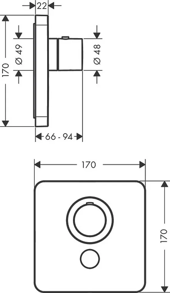 Термостат на 1 споживач Axor ShowerSelect Highflow прихованого монтажу, хром 36706000 — фото 2