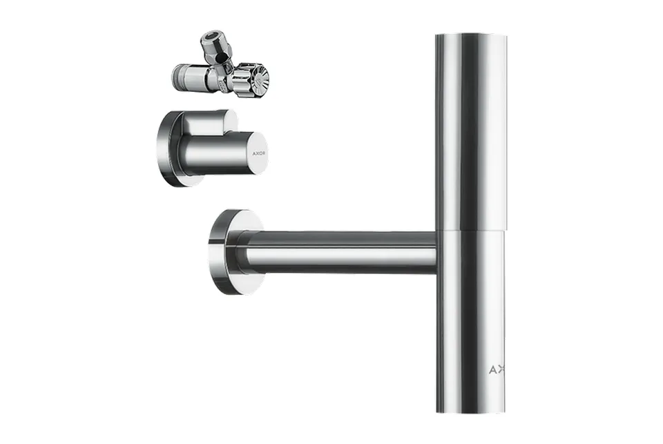 Сифон Axor Flowstar Design з кутовими кранами 3/8 для умивальника, Chrome 51304000