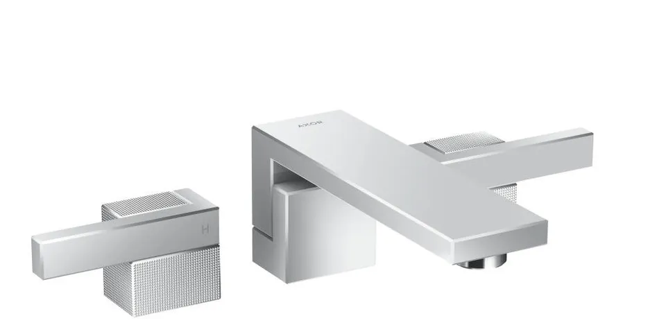 Змішувач Axor Edge 190 для умивальника зі стіни на 3 отвори з push-open, Diamond Cut, Chrome (46061000)