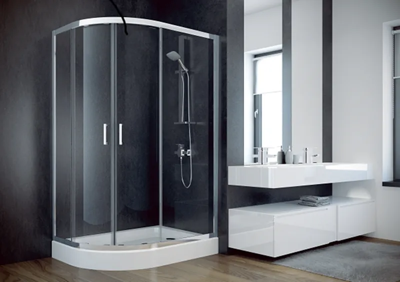 Кабіна асиметрична MODERN 120x90x185 універсальна: скло grigio, профіль хромований