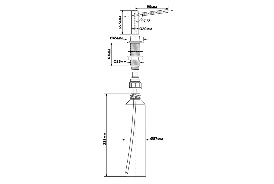 Дозатор миючих засобів 500 мл врізний HC20-GOLD золото — фото 3