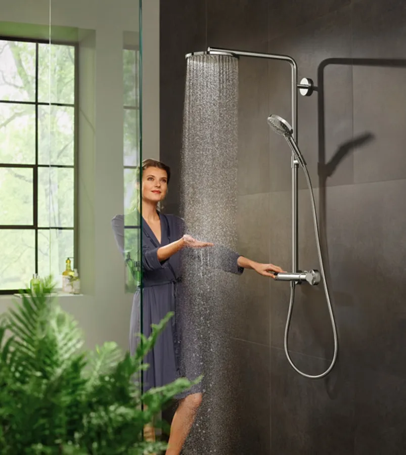 Душова система Raindance S 240 Showerpipe PowderRain 1jetP з термостатом Brushed Black Chrome (27633340) — фото 3