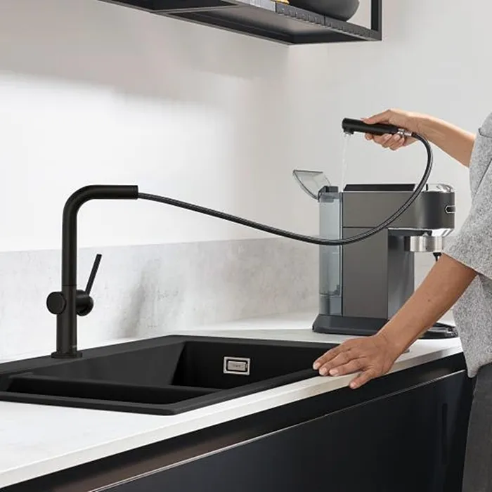 Змішувач Talis 270 1jet кухонний з витяжним виливом Sbox (72809670) Black Matt — фото 4