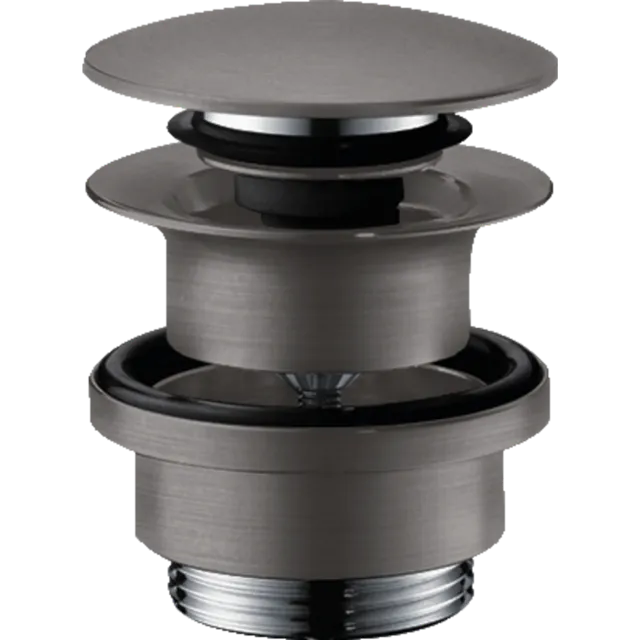 Донний клапан для умивальників з переливом push-open, Brushed Black Chrome (50100340)