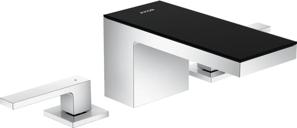 Змішувач Axor MyEdition 70 для умивальника на 3 отвори Chrome з накладкою Black Glass 47050600