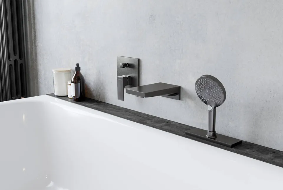 Шланг для лійки SBox Square 1.45 м врізний в борт ванни, Brushed Black Chrome (28010340) — фото 2