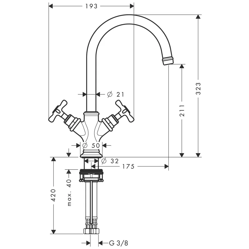 Змішувач Axor Montreux 210 для умивальника двохвентильний Cross 16502140 Brushed Bronze — фото 2