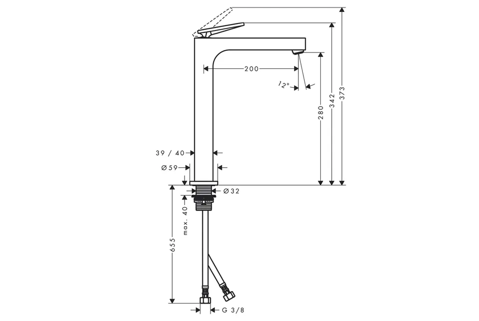 Змішувач Axor Citterio 280 Lever rhombic cut для умивальника, Chrome 39151000 — фото 2