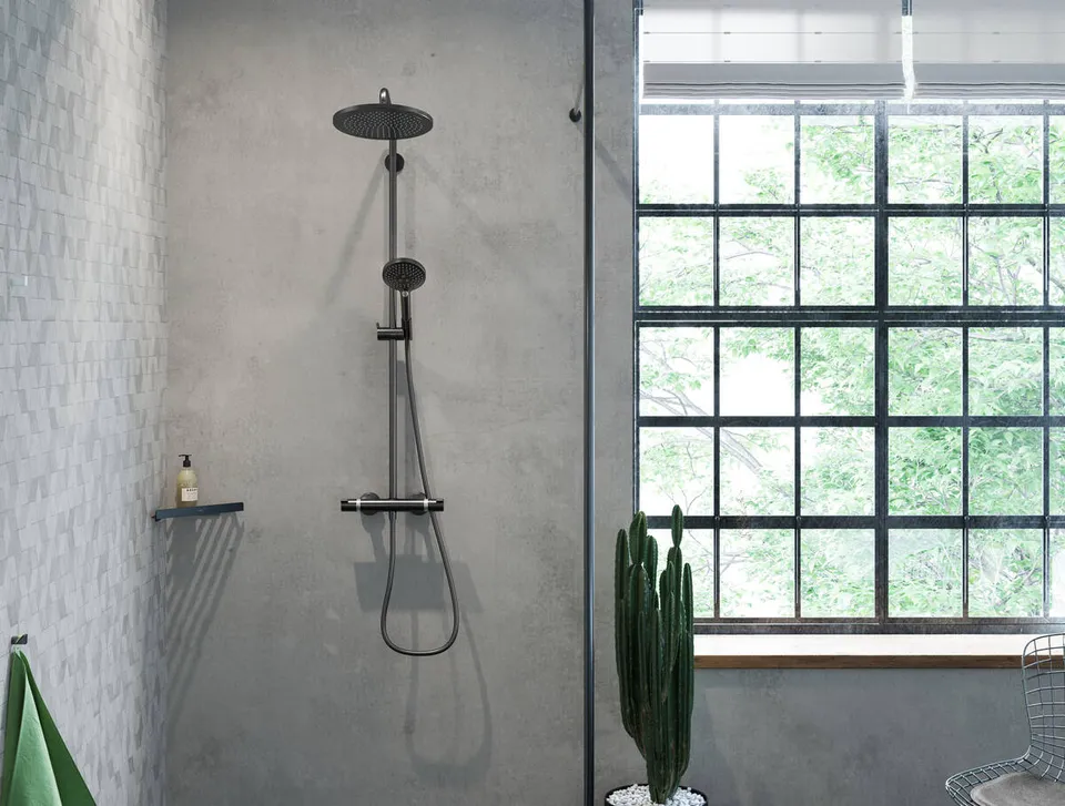 Душова система Croma Select S 280 1jet Showerpipe EcoSmart з термостатом, Brushed Bronze (26891140) — фото 2