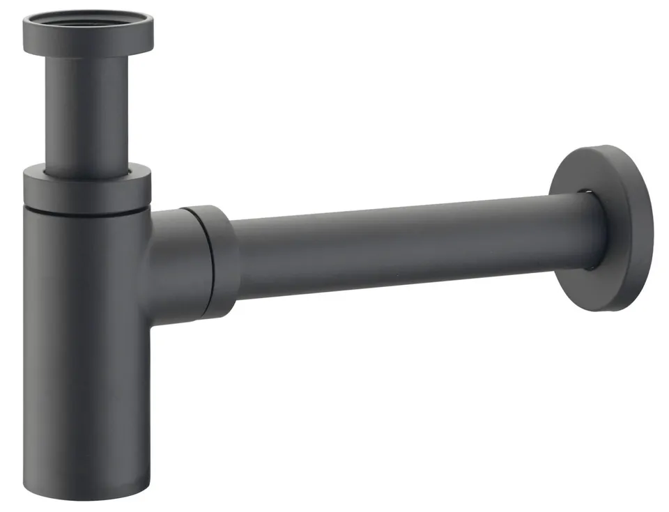 Сифон для умивальника без зливу 120 BLACK чорний матовий