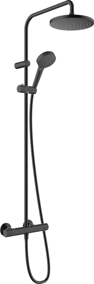 Душова система Vernis Blend Showerpipe 200 1jet EcoSmart з термостатом Matt Black (26089670)