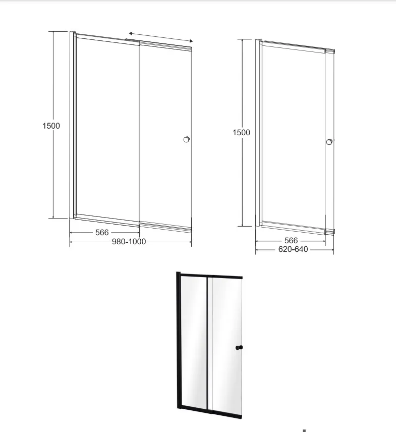 Шторка для ванни BESCO Easy Slide Black-2S 100x150 — фото 4