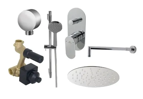 PACK ROUND SHOWER HEAD 20CM VALVE INOX, к-т для душу, хром (100279796)