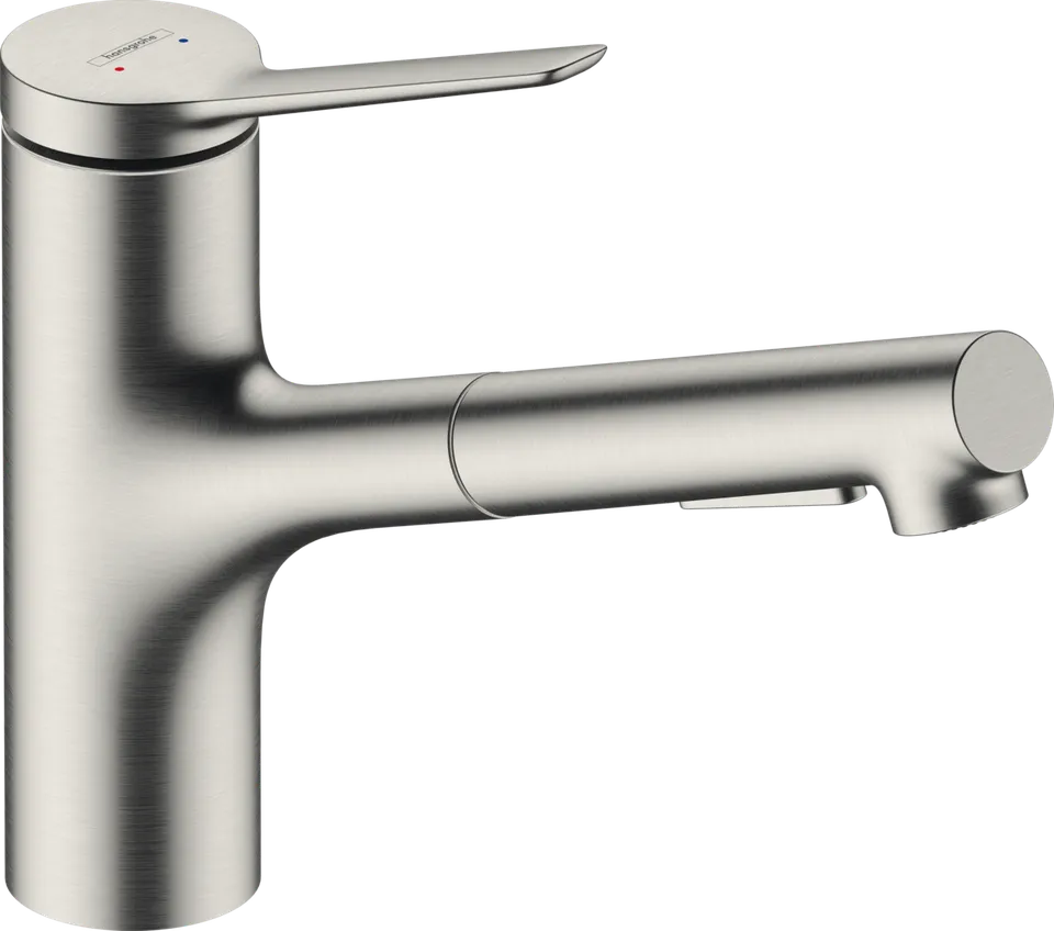 Змішувач Zesis M33 150 2jet кухонний з витяжним виливом, Stainless Steel Finish (74800800)