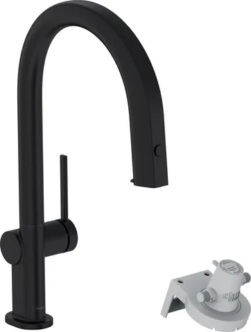 Змішувач Aqittura M91 FilterSystem 210 1jet pull-out Sbox кухонний, Matt Black (76826670)