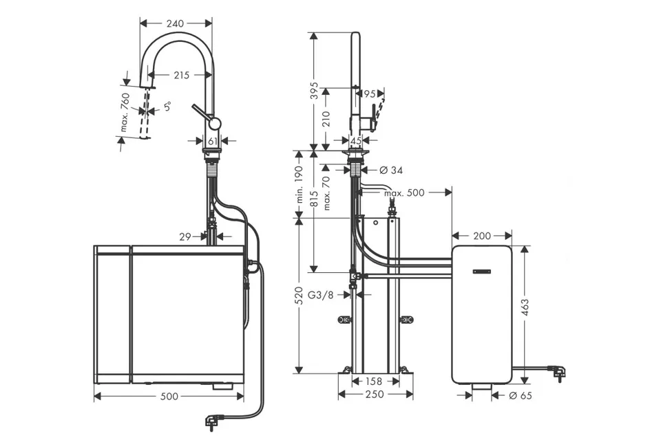 Змішувач Aqittura M91 SodaSystem 210, 1jet, pull-out, Sbox, кухонний сет, Chrome (76836000) — фото 4
