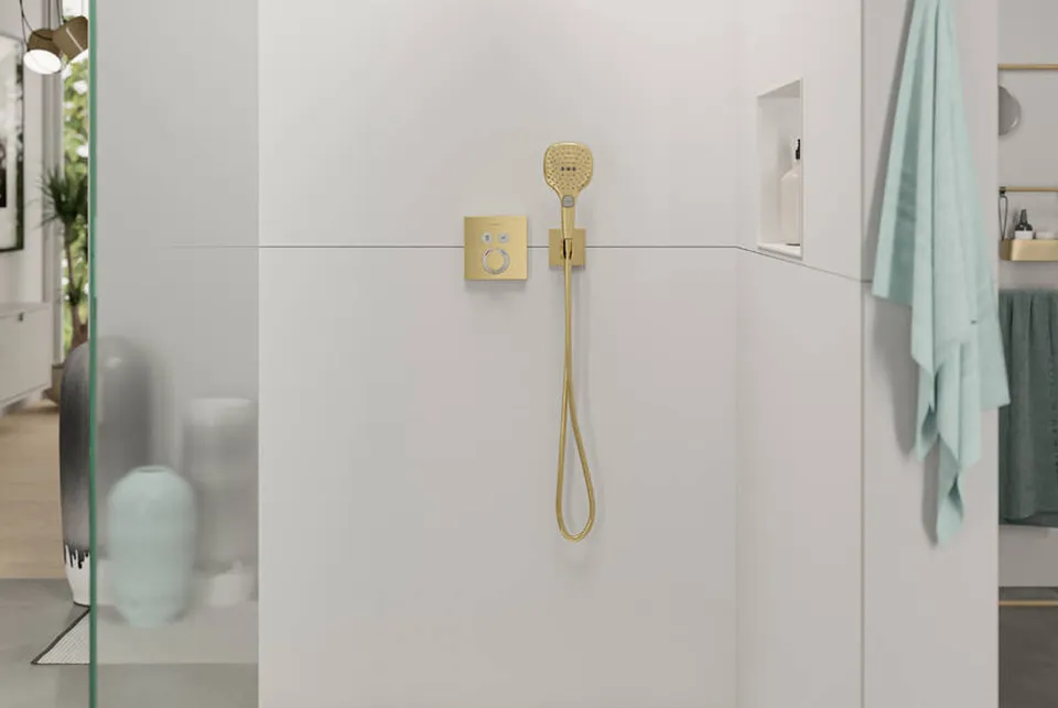 Шлангове під'єднання FixFit Porter E з тримачем, Polished Gold Optic (26889990) — фото 2