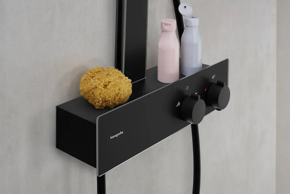 Душова система Rainfinity Showerpipe 250 1jet EcoSmart з термостатом ShowerTablet 350, Matt Black (28742670) — фото 3