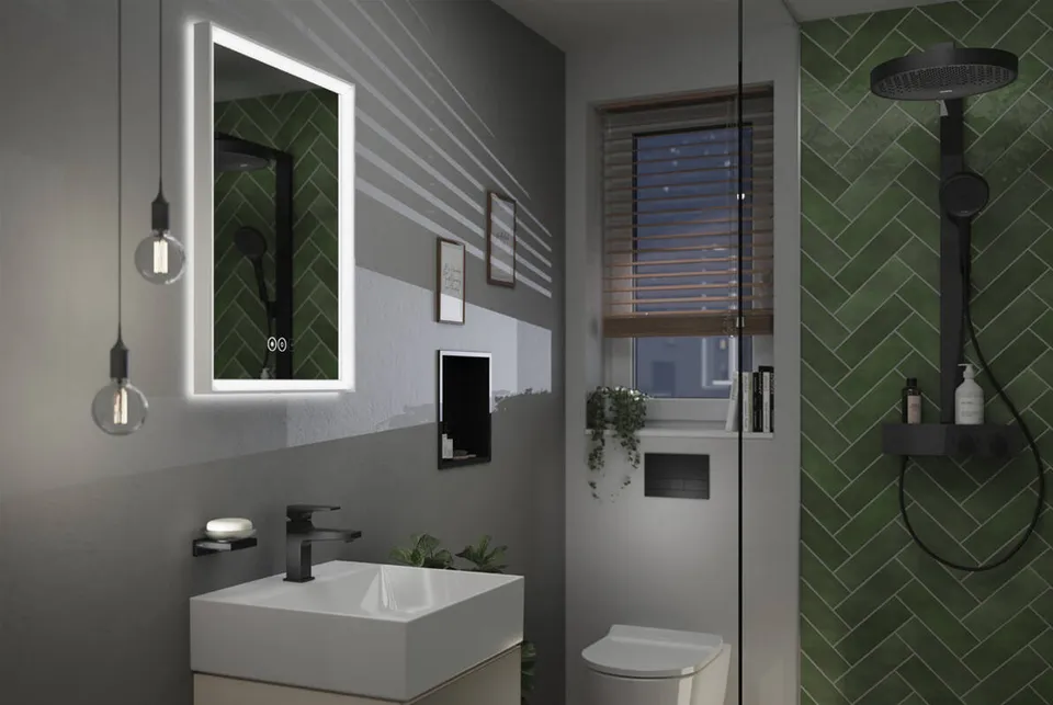 Душова система Rainfinity Showerpipe 250 1jet EcoSmart з термостатом ShowerTablet 350, Matt Black (28742670) — фото 4