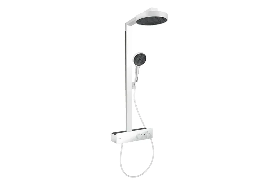 Душова система Rainfinity Showerpipe 250 1jet EcoSmart з термостатом ShowerTablet 350, Matt White (28742700)