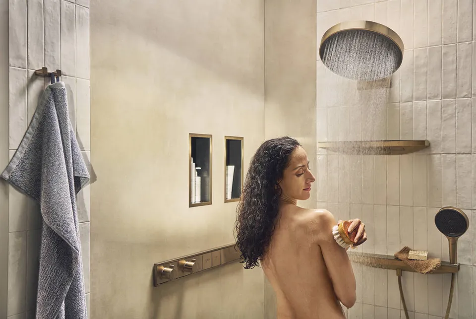 Шлангове під'єднання Porter 500 Rainfinity з поличкою R, Brushed Bronze (26858140) — фото 2