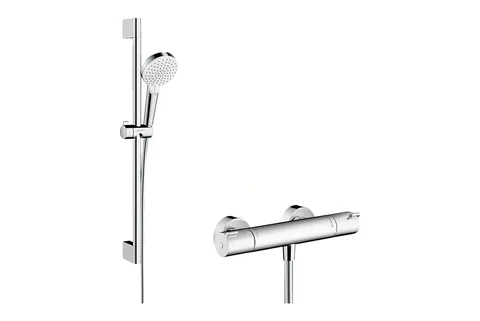 Комплект: душовий набір Crometta Vario 0,65 та термостат Ecostat 1001CL, White/Chrome (27812400)
