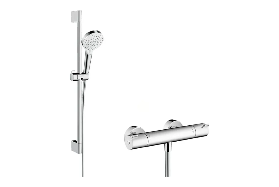 Комплект: душовий набір Crometta Vario 0,65 та термостат Ecostat 1001CL, White/Chrome (27812400)