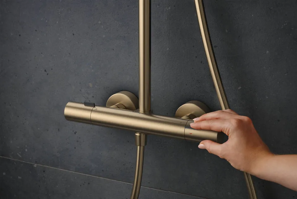 Душова система Pulsify S Puro Showerpipe 260 1jet EcoSmart з Ecostat Fine, Brushed Bronze (24223140) — фото 2