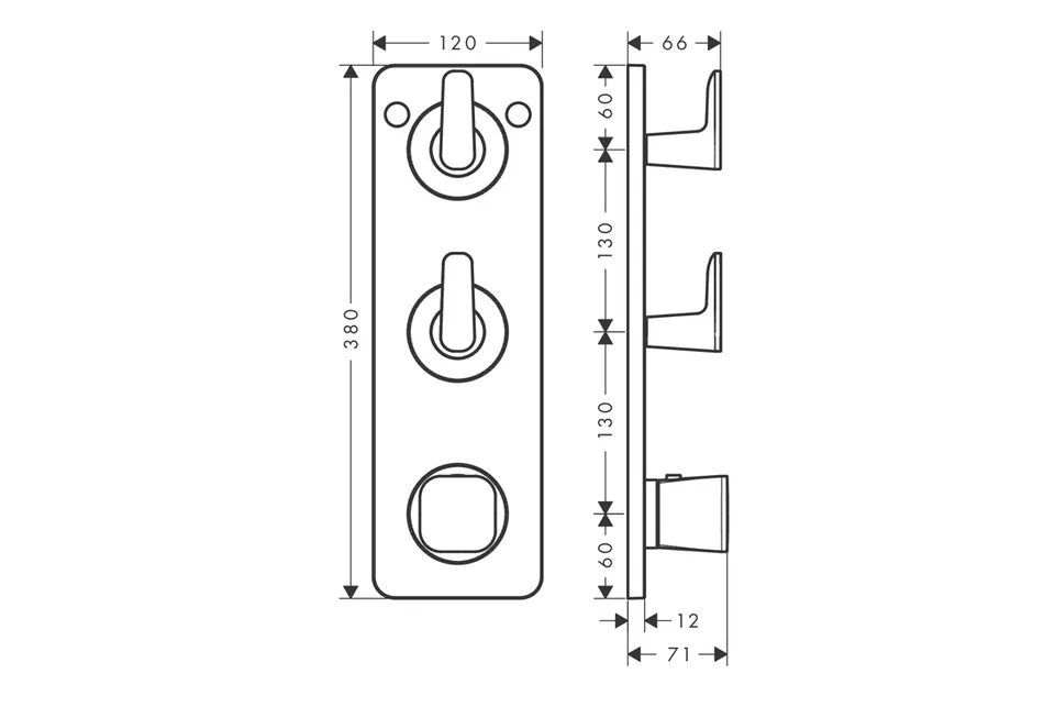 Термостат Axor Citterio C Cubic cut 380/120 для 2-х споживачів, Brushed Nickel (49701820) — фото 2