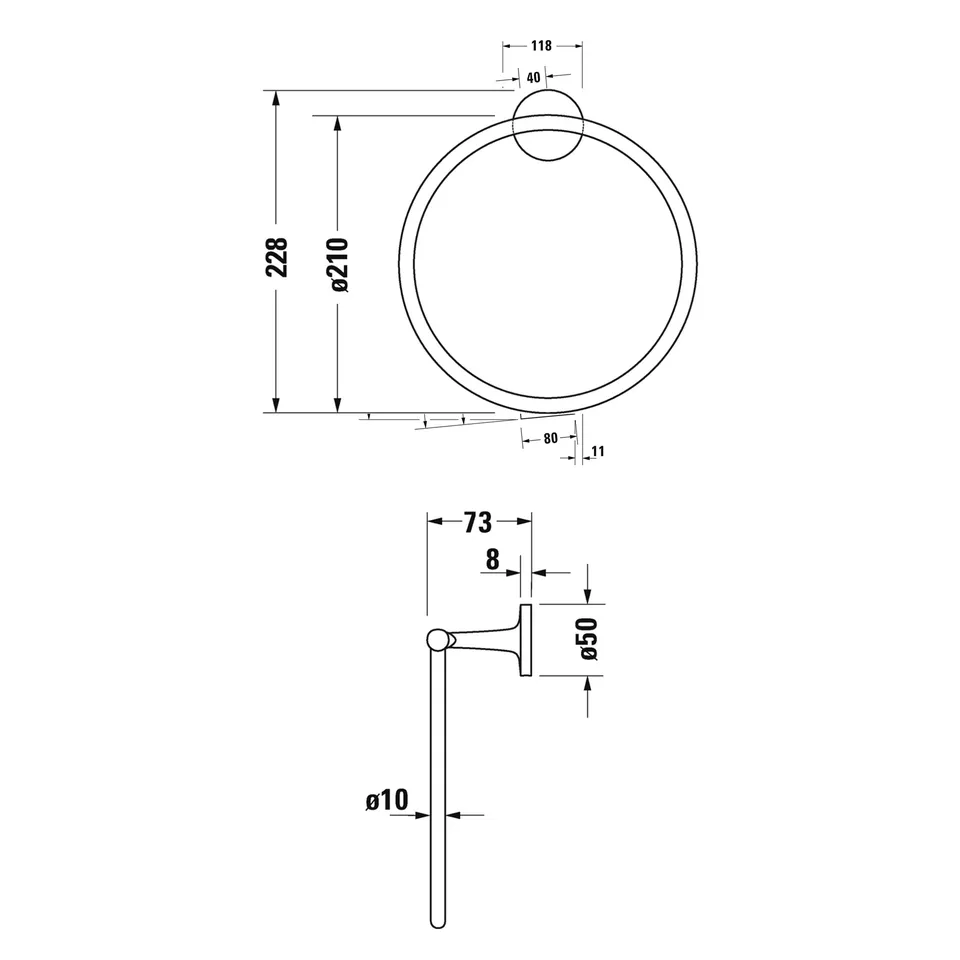 Тримач для рушників кільце STARCK T D 21 см Stainless steel Brushed (0099477000) — фото 3