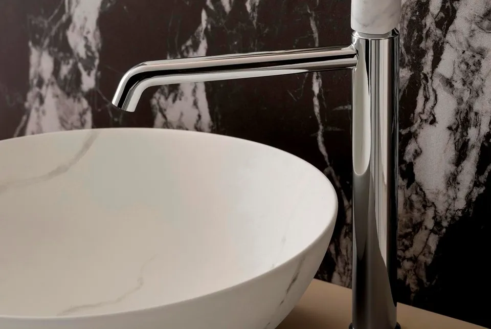 SLENDER, Умивальник на стільницю 40см без переливу, донний клапан, carrara marble (100352946) — фото 2