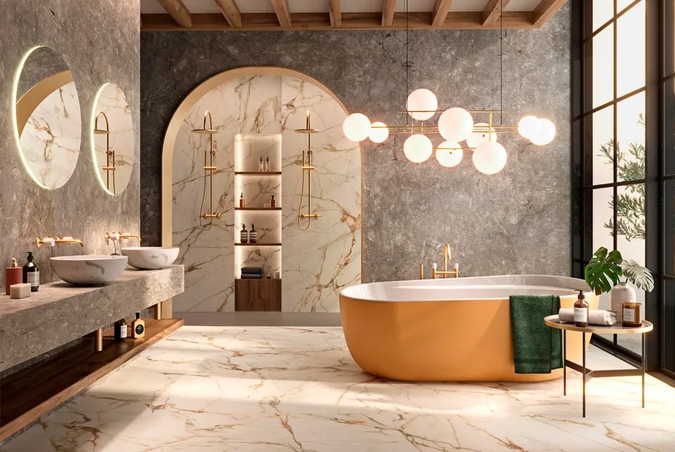 SLENDER, Умивальник на стільницю 40см без переливу, донний клапан, carrara marble (100352946) — фото 4