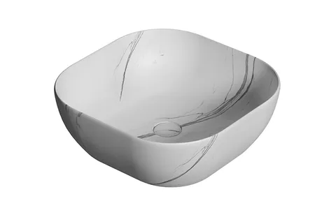 SLENDER, Умивальник на стільницю 41x41 см без переливу, донний клапан, carrara marble (100352956)