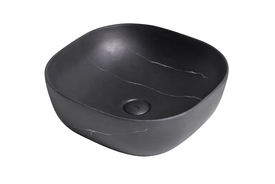 SLENDER, Умивальник на стільницю 41x41 см без переливу, донний клапан, marquina stone (100352953)